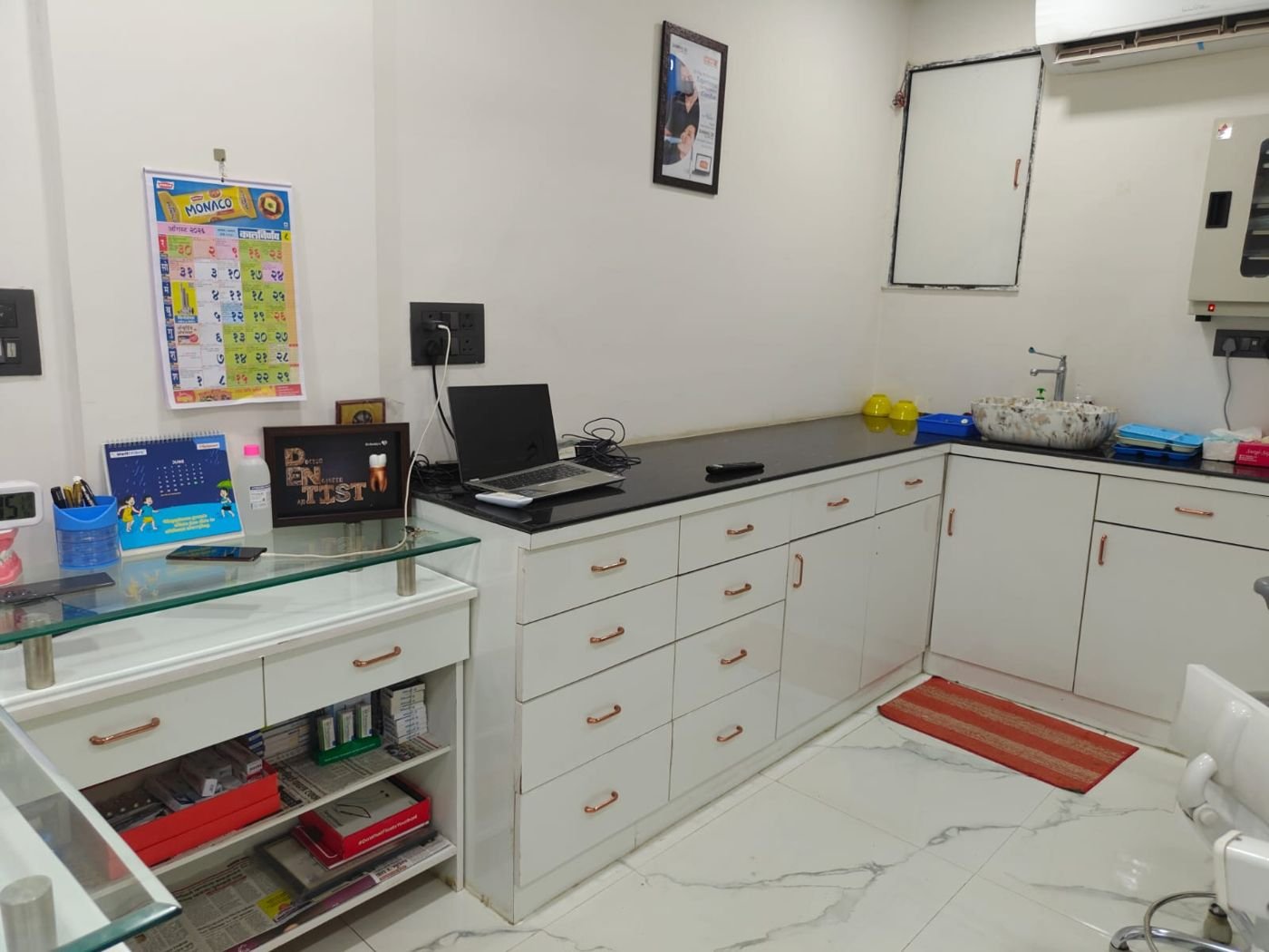 Clinic cabinetry, counter and laptop station